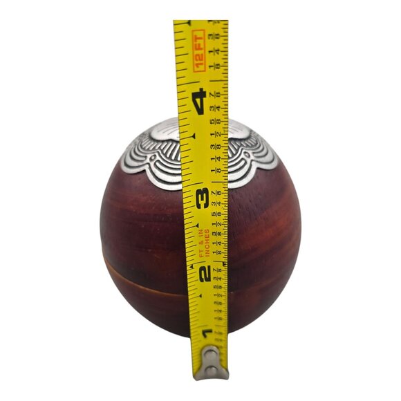 Retired Partylite Wooden Ball Diffuser Holder With Porcelain Orchid Metal Detail - Picture 13 of 13